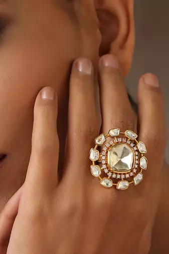 Gold tone polki ring