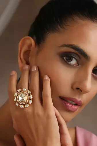 Gold tone polki ring