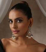 Two tone victorian polki jhumka earrings