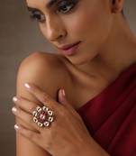 Red gold tone kundan ring