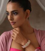 Rose gold tone polki kada