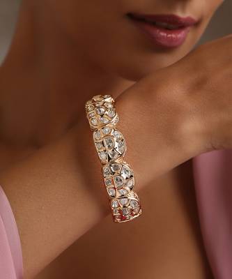 Rose gold tone polki kada 2