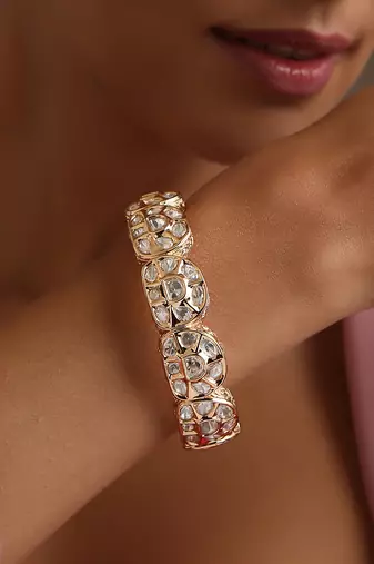 Rose gold tone polki kada