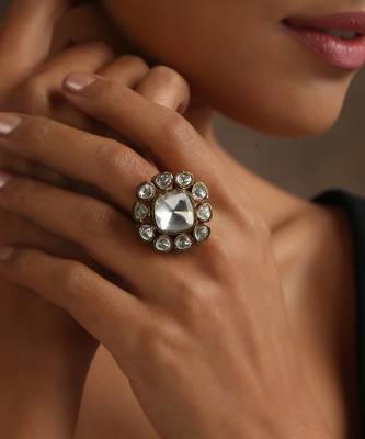Two tone victorian polki ring 2