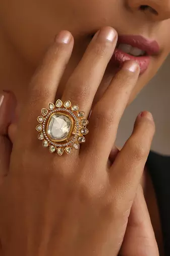 Gold tone polki ring