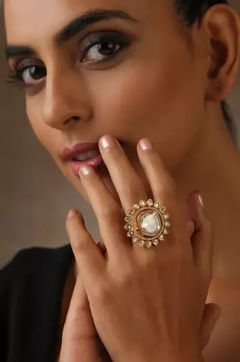 Gold tone polki ring