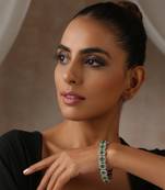 Green silver tone zirconia kada