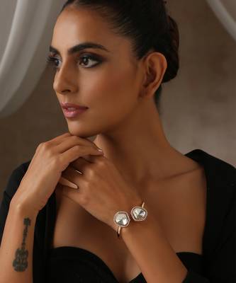 Rose gold tone polki bracelet 1