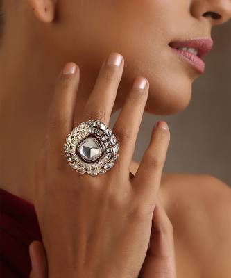 Red gold tone polki ring 2