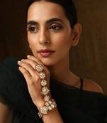 Red gold tone polki hath phool