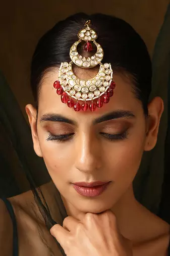 Red gold tone polki passa