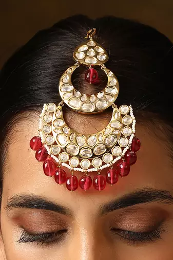 Red gold tone polki passa