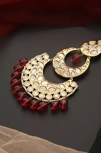 Red gold tone polki passa