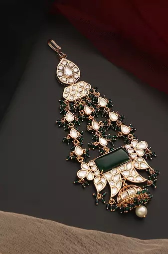 Green gold tone polki passa
