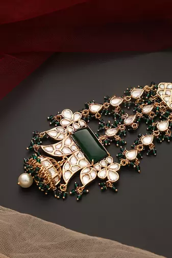 Green gold tone polki passa