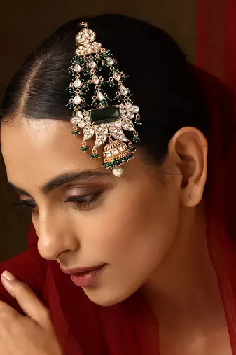 Green gold tone polki passa