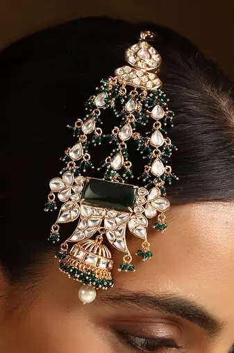 Green gold tone polki passa