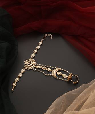 Gold tone polki hath phool 2