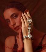 Green gold tone polki hath phool