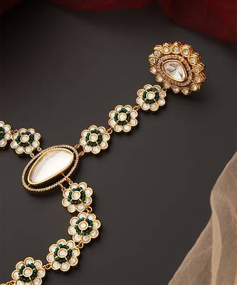 Green gold tone polki hath phool 2