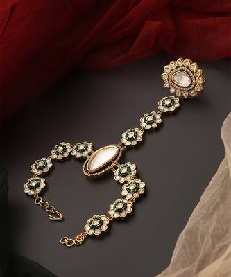 Green gold tone polki hath phool 3
