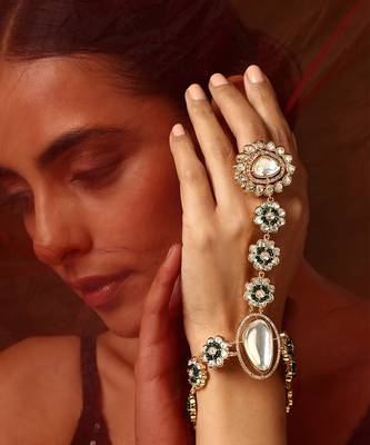 Green gold tone polki hath phool 4