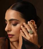 Green rhodium tone zirconia ring