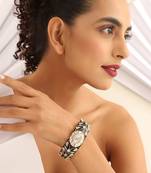 Black gold tone polki bracelet