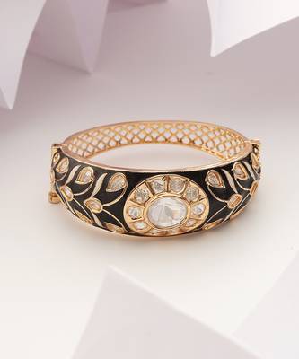 Black gold tone polki bracelet 2