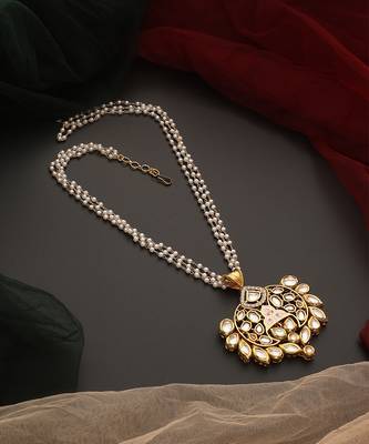 White gold kundan pendant 5