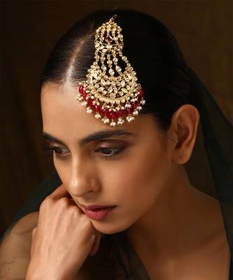 Red gold tone polki passa 1