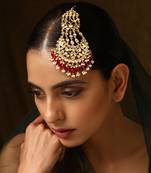 Red gold tone polki passa