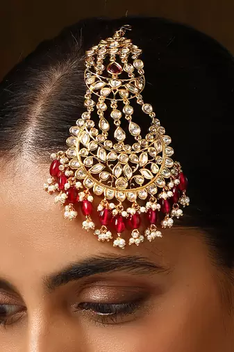 Red gold tone polki passa