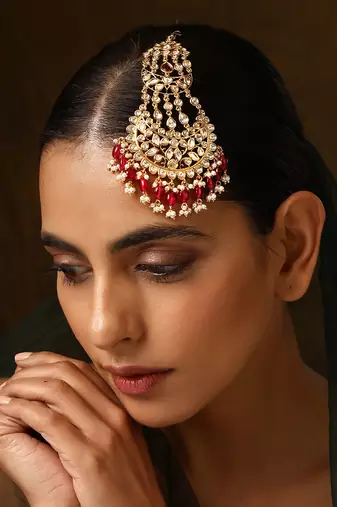 Red gold tone polki passa