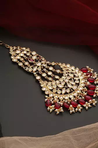 Red gold tone polki passa