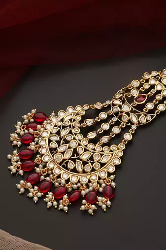 Red gold tone polki passa
