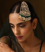 Green gold tone polki passa