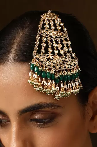 Green gold tone polki passa