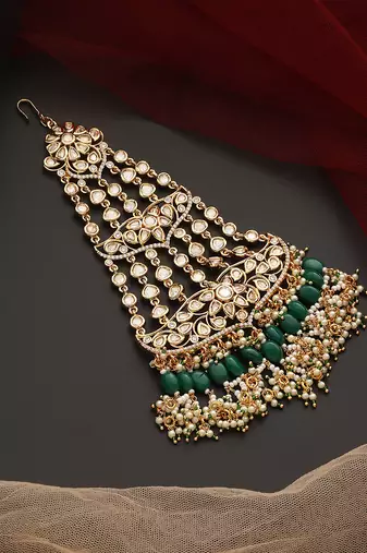 Green gold tone polki passa