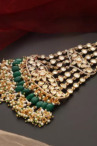 Green gold tone polki passa
