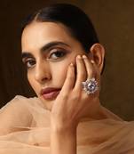 Purple silver tone zirconia ring