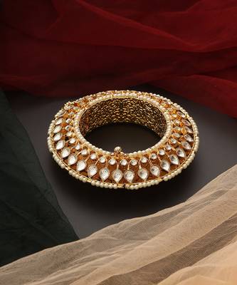 Gold tone polki kada 2