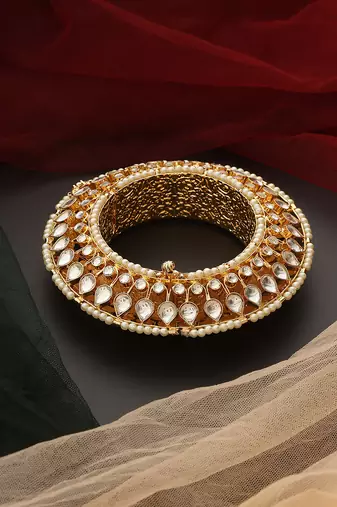 Gold tone polki kada