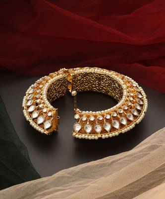 Gold tone polki kada 3
