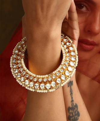 Gold tone polki kada 5