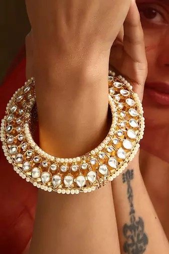 Gold tone polki kada