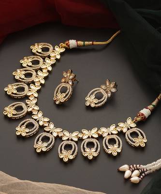 Gold tone polki necklace set 2