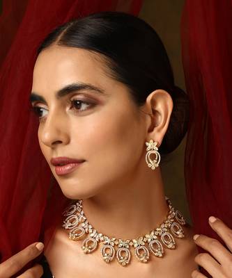 Gold tone polki necklace set 4