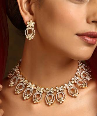 Gold tone polki necklace set 5
