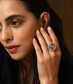 Topaz silver tone zirconia ring